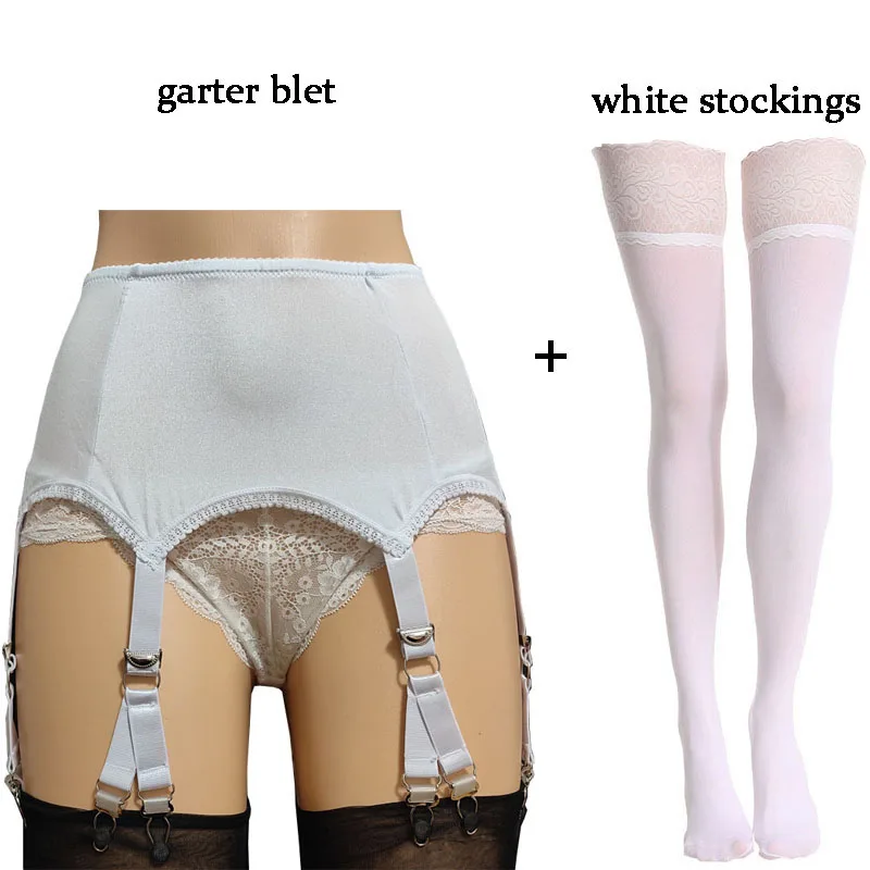 Vintage Suspender Belt Sexy Women Garter Belt with Lace Stockings Retro High Waist Suspender 6 Straps 12 Claws Lingerie thumbnail 5