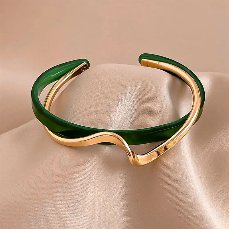 White Acrylic Bracelets Board Bend Metal Bangles Womens Hand Bracelets Geometric C- shaped Opening Bracelets Jewelry Gifts thumbnail 2