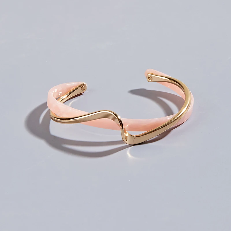 White Acrylic Bracelets Board Bend Metal Bangles Womens Hand Bracelets Geometric C- shaped Opening Bracelets Jewelry Gifts thumbnail 4