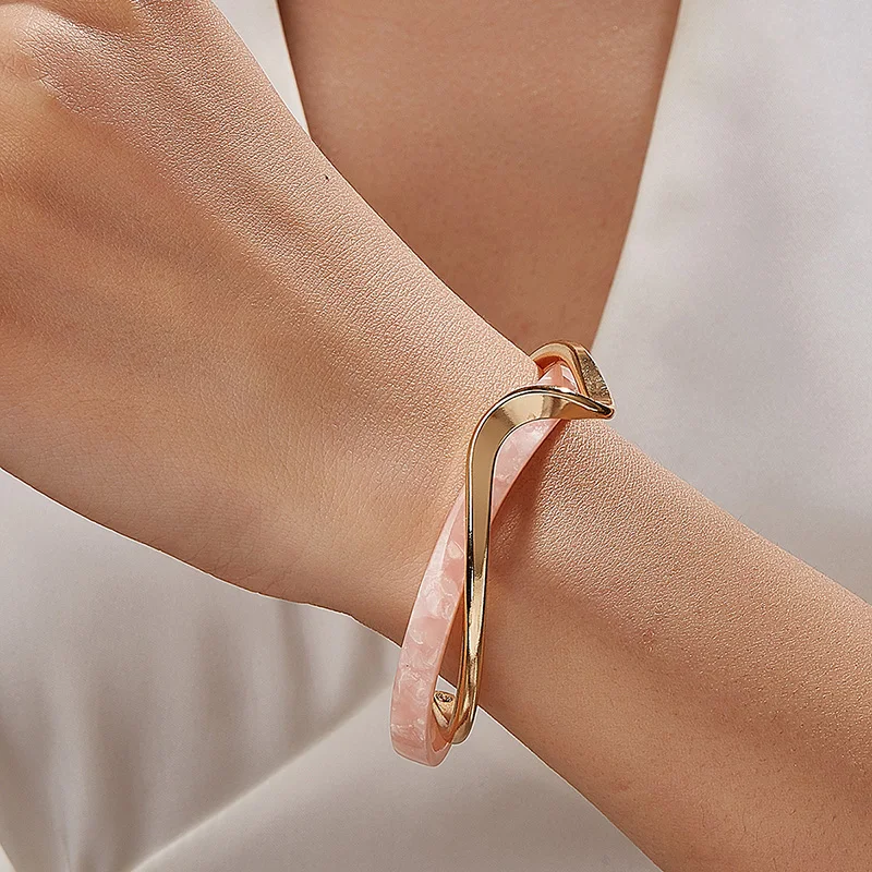 White Acrylic Bracelets Board Bend Metal Bangles Womens Hand Bracelets Geometric C- shaped Opening Bracelets Jewelry Gifts thumbnail 5