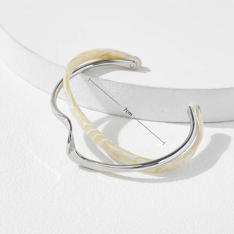 White Acrylic Bracelets Board Bend Metal Bangles Womens Hand Bracelets Geometric C- shaped Opening Bracelets Jewelry Gifts thumbnail 6
