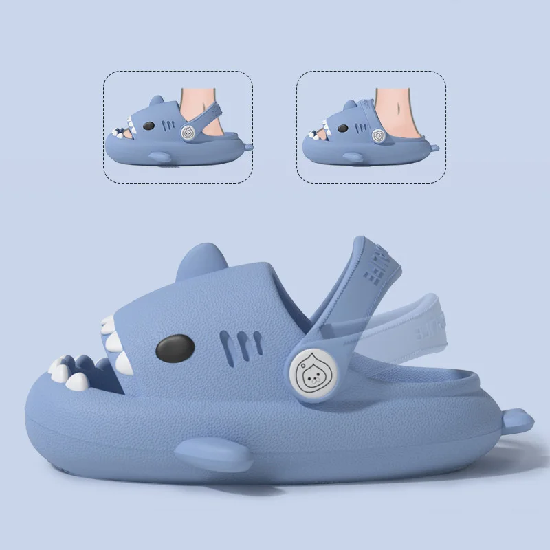 Children Sandals Kids Slippers Shoes Cartoon Shark Summer Boys Girls Baby Thick Soft Sole Non-slip thumbnail 4