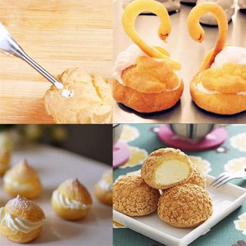 1/4Pcs Stainless Steel Puff Cream Nozzles Cake Icing Piping Tip DIY Donut Pastry Syringe Cupcake Desserts Baking Accessories thumbnail 6