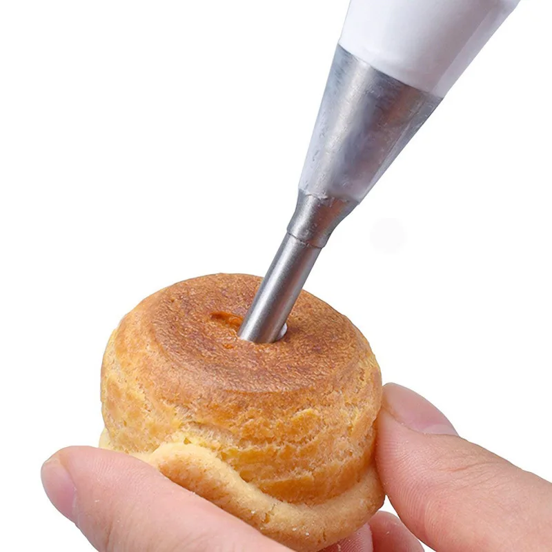 1/4Pcs Stainless Steel Puff Cream Nozzles Cake Icing Piping Tip DIY Donut Pastry Syringe Cupcake Desserts Baking Accessories thumbnail 2