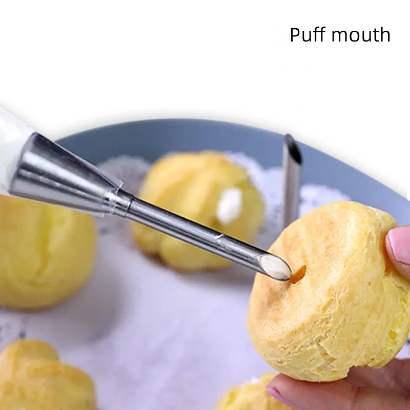 1/4Pcs Stainless Steel Puff Cream Nozzles Cake Icing Piping Tip DIY Donut Pastry Syringe Cupcake Desserts Baking Accessories thumbnail 3