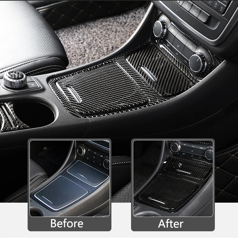 Car Styling Carbon fiber interior button panel Decoration Cover Trim Sticker frame For Mercedes Benz A Class W176 GLA X156 CLA thumbnail 6