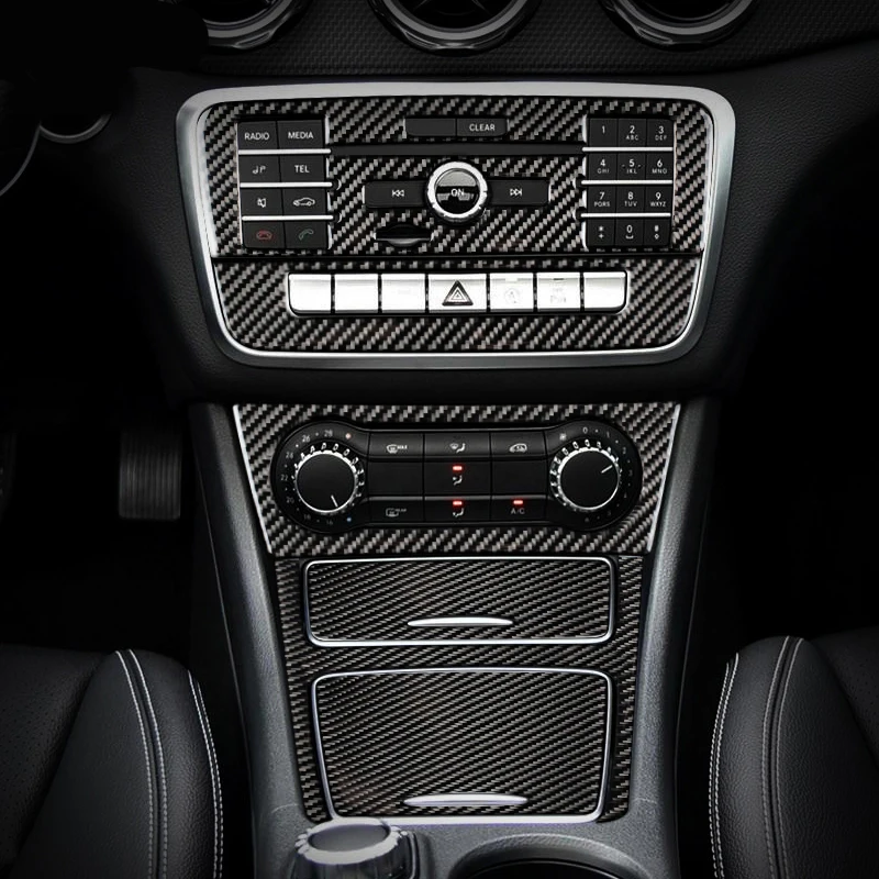 Car Styling Carbon fiber interior button panel Decoration Cover Trim Sticker frame For Mercedes Benz A Class W176 GLA X156 CLA thumbnail 3