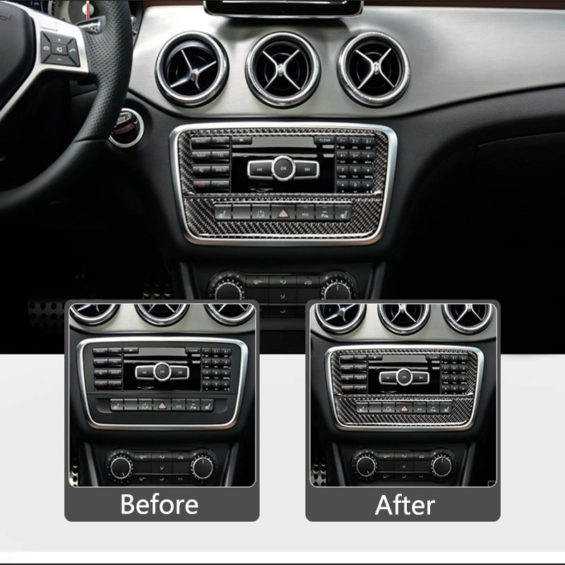 Car Styling Carbon fiber interior button panel Decoration Cover Trim Sticker frame For Mercedes Benz A Class W176 GLA X156 CLA thumbnail 4