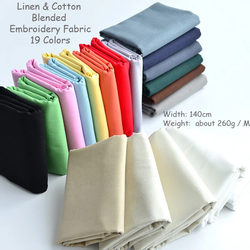 Smooth Plain-weave Cotton Linen Blended Embroidery Fabric Cloth Canvas for Thread Ribbon Embroideries Tablecloth Table Cover thumbnail 4