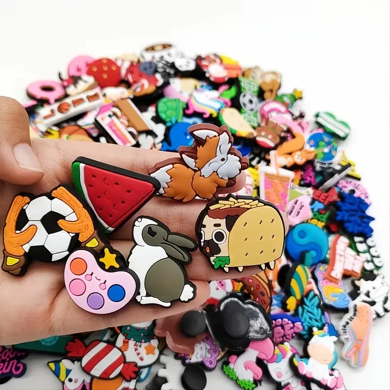 6/30/60/100/200 Pcs Cartoon Shoe Charms for Clogs Bubble Slides Sandals PVC Shoe Decorations Accessories For Teens thumbnail 3