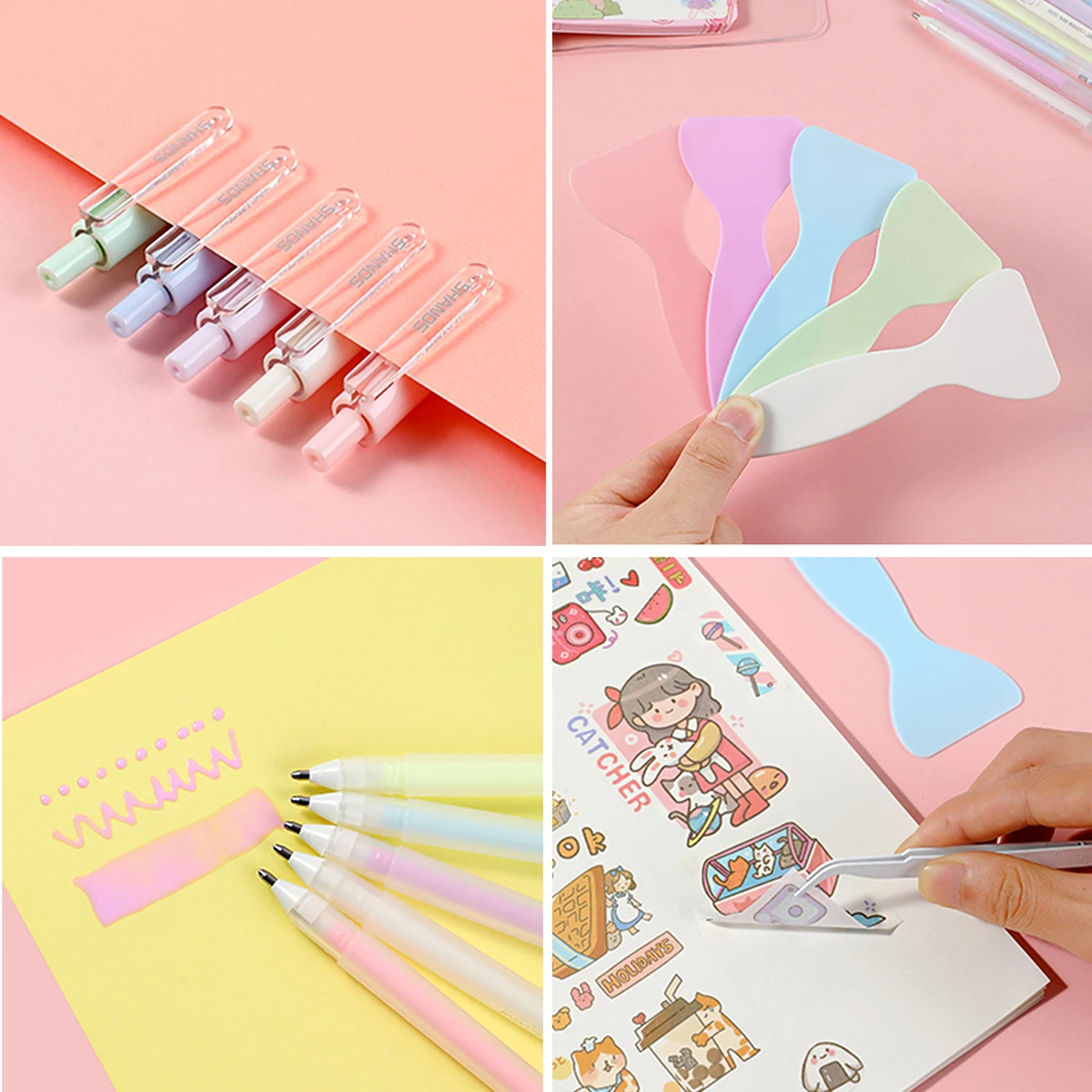 4pcs Precision Craft Tool Kit Precision Craft Utility Knife Tweezers Shovels Glue Pens for Cutting, lettering, splicing, emboss, thumbnail 6