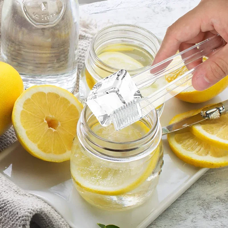 3/1Pcs Transparent Acrylic Ice Tongs Serving Tongs Food Clip Bread Cake Salad Wave Clamping Design Kitchen Tongs For Home Party thumbnail 2