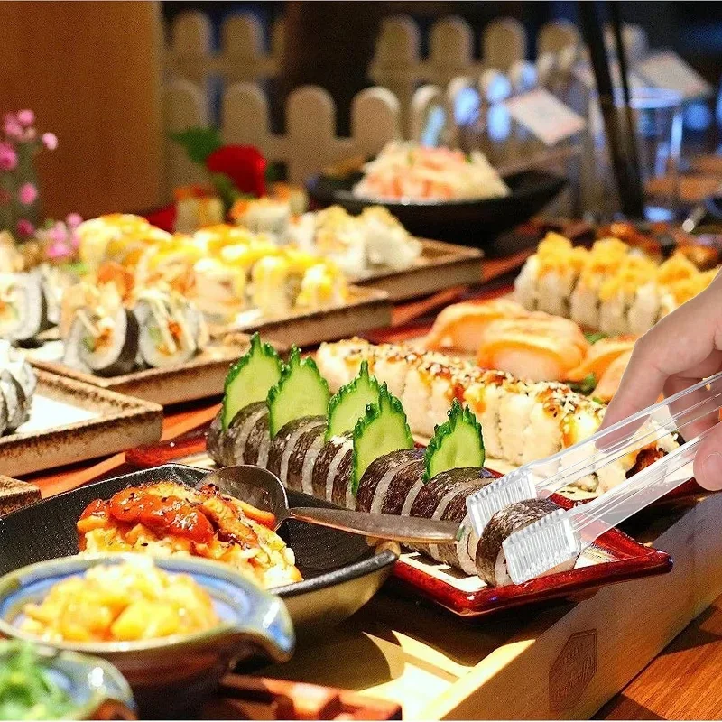 3/1Pcs Transparent Acrylic Ice Tongs Serving Tongs Food Clip Bread Cake Salad Wave Clamping Design Kitchen Tongs For Home Party thumbnail 3