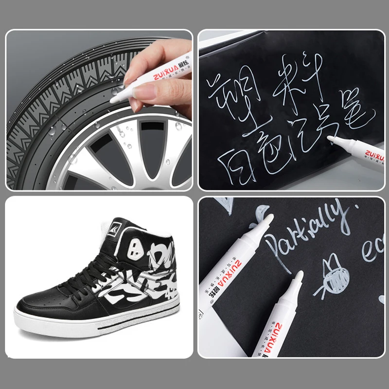 1/3/5 Pcs White Marker Pens 1.0mm 2.0mm Fast Drying Permanent Oily Waterproof Paint Tire Markers Graffiti Pens thumbnail 2