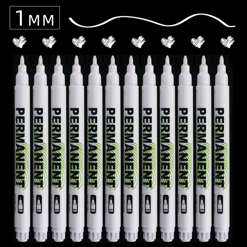 1/3/5 Pcs White Marker Pens 1.0mm 2.0mm Fast Drying Permanent Oily Waterproof Paint Tire Markers Graffiti Pens thumbnail 5
