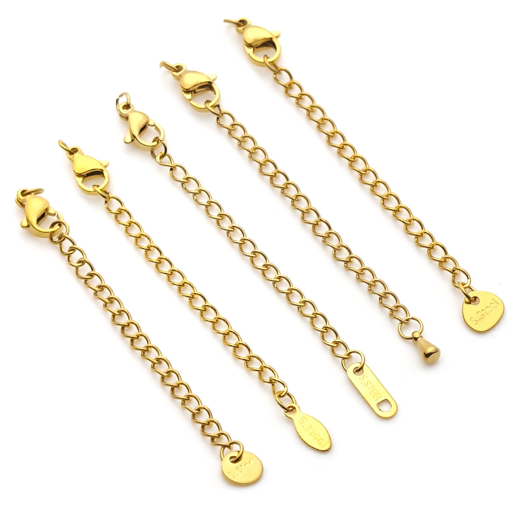 10pcs Stainless Steel Extension Extended Tail Chains Lobster Clasps Connectors DIY Jewelry Making Findings Bracelet Necklaces thumbnail 5