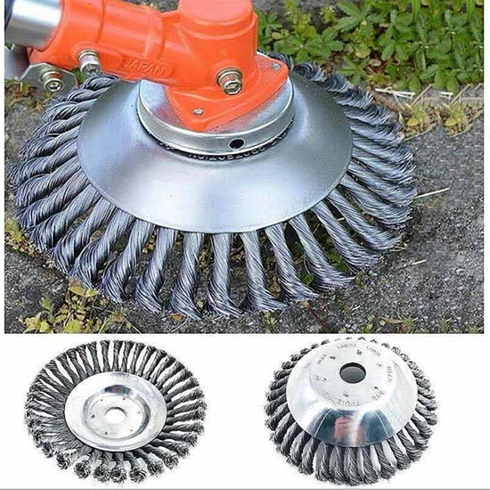 6/8/10 Inch Weed Brush Cutter Head Lawn Mower Universal Grass Trimmer Head Steel Wire Wheel Brush Disc Garden Trimmer Heads thumbnail 3