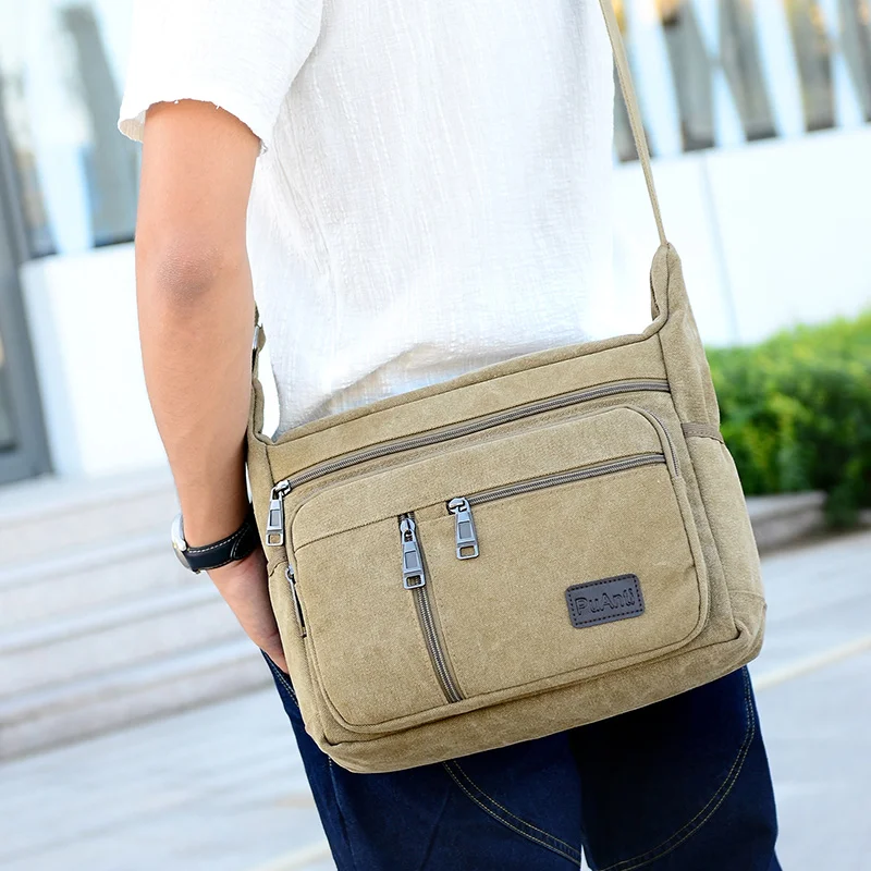 Men Canvas Shoulder Bags Casual Tote Travel Men's Crossbody Bag Luxury Messenger Bags Fashion High Quality Handbag thumbnail 3