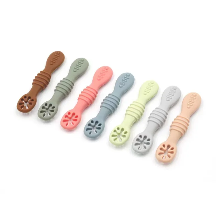Food Grade Silicone Baby Spoon Fork Set Sticky Spoon Children Cutlery Training Spoon Feeding Tableware Soft Kitchen Accessories thumbnail 5