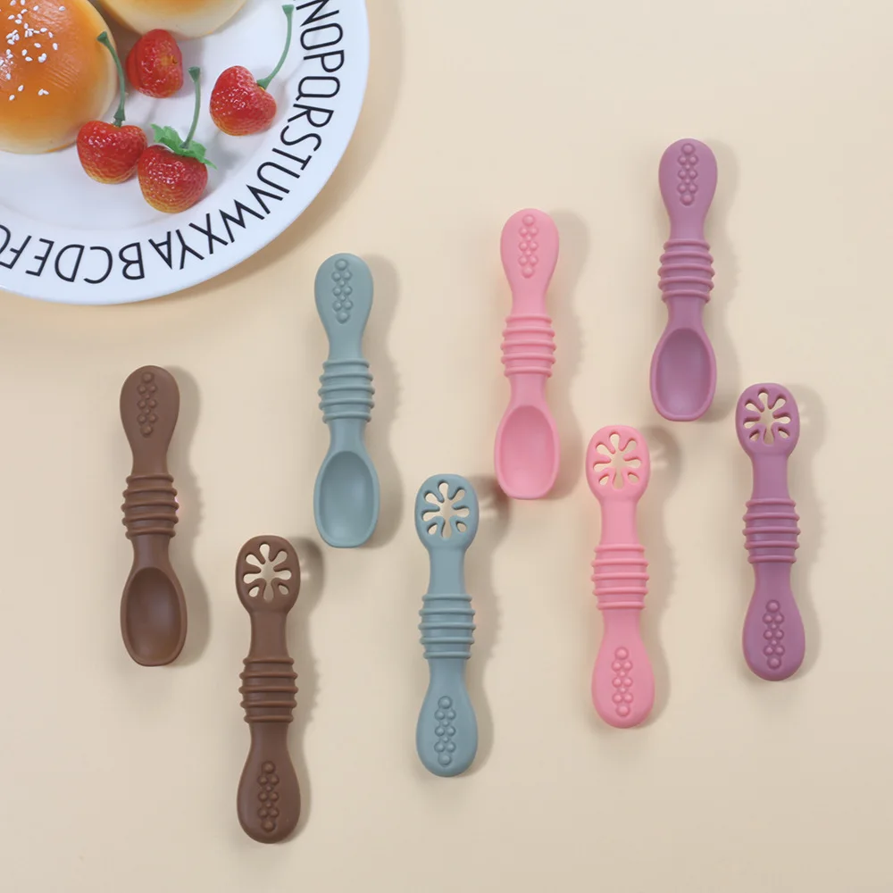 Food Grade Silicone Baby Spoon Fork Set Sticky Spoon Children Cutlery Training Spoon Feeding Tableware Soft Kitchen Accessories thumbnail 3