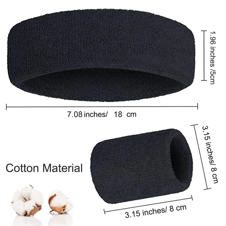 WOSWEIR-Cotton Athletic Headband Elastic Sweatbands Basketball Sports Women Men Gym Fitness Sweat Hair Band Volleyball Tennis thumbnail 6