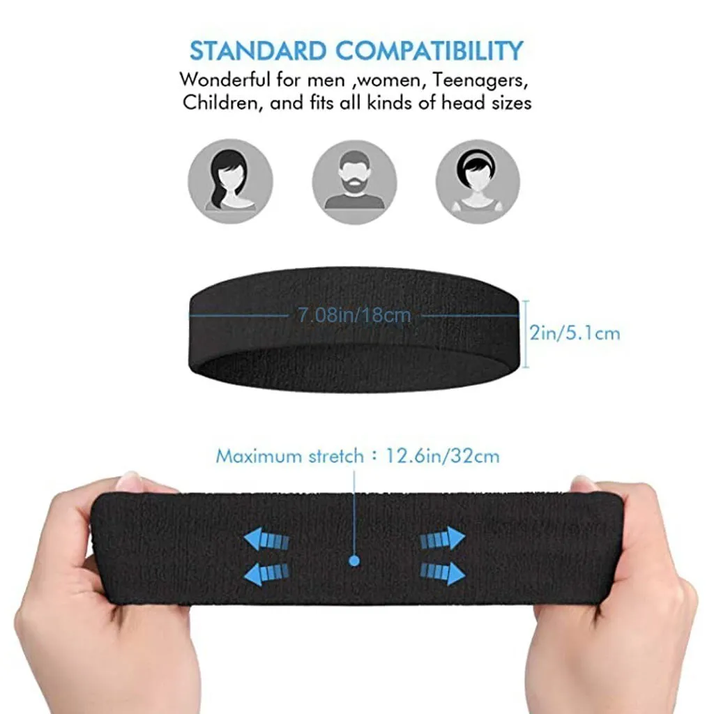 WOSWEIR-Cotton Athletic Headband Elastic Sweatbands Basketball Sports Women Men Gym Fitness Sweat Hair Band Volleyball Tennis thumbnail 2