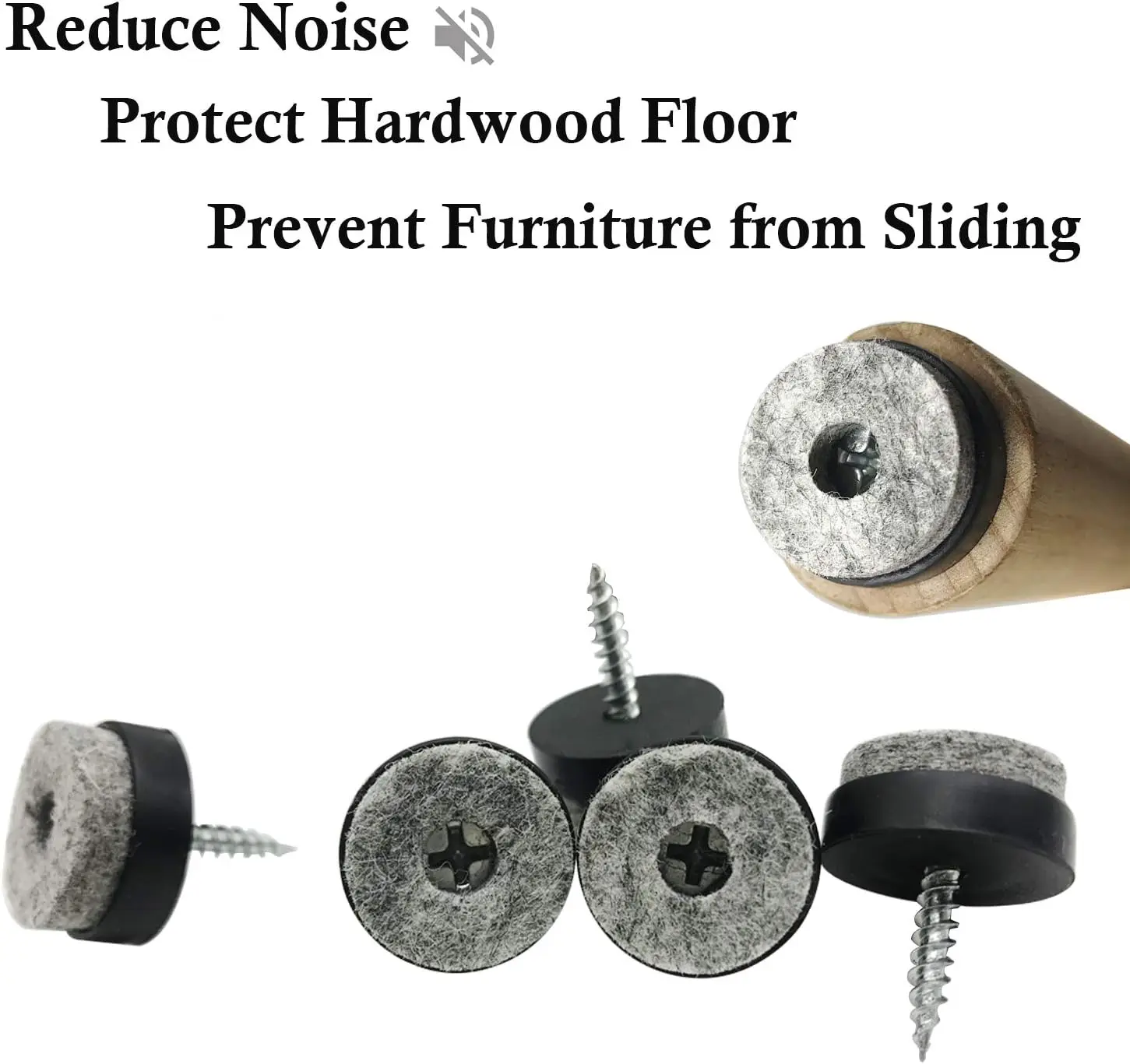 20Pcs Chair Glides Pad with Thick Felt Pads Furniture Glide Screw Round Screw-in Sliders Floor Protector for Wooden Legs Feets thumbnail 2