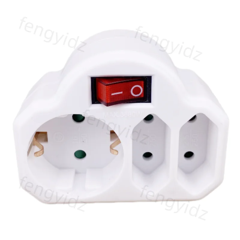EU Extend Socket With ON/OFF Switch 16A 250V 4.8mm 2 Pin European Standard Expansion Socket Power Extension Plug Converter thumbnail 4