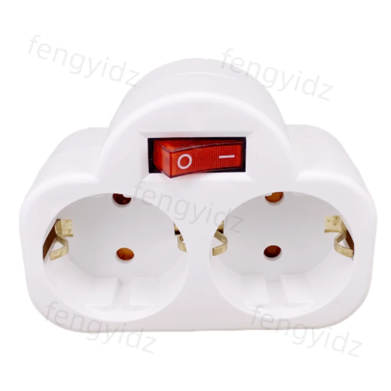 EU Extend Socket With ON/OFF Switch 16A 250V 4.8mm 2 Pin European Standard Expansion Socket Power Extension Plug Converter thumbnail 3