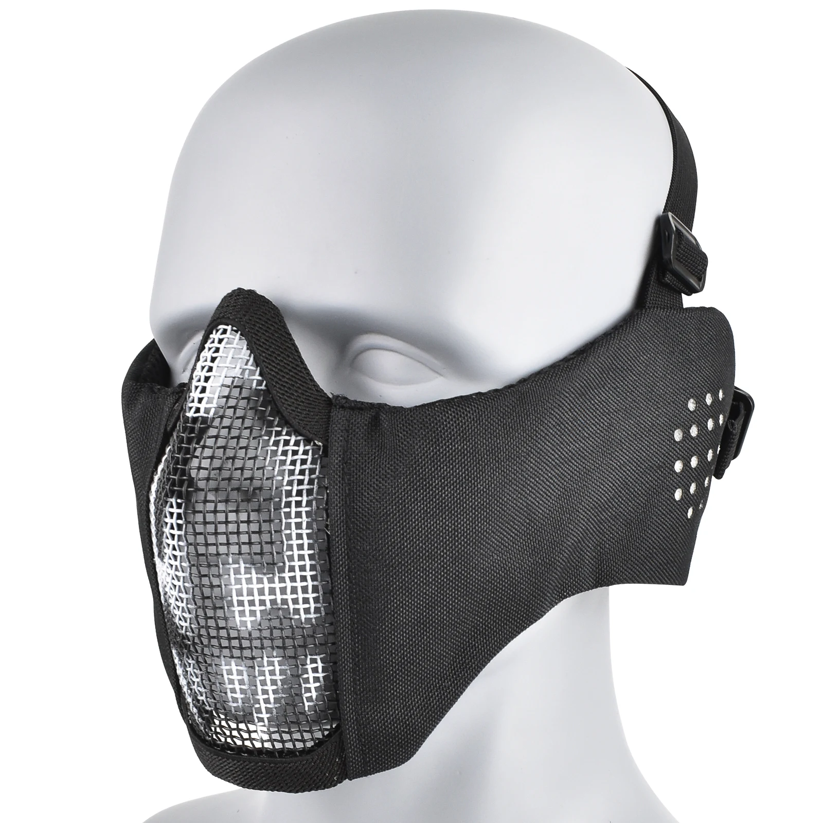 zlangsports Tactical Half Face Airsoft Mask Foldable Metal Mesh Ear Protection Adjustable CS Wargame Protective Masks thumbnail 4