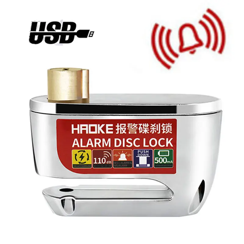 Wheel Disc Lock 110db Sound Alarm Anti-Theft Motion Sensor Security Universal Brake Rotors Padlock for Motorcycles Bicycles thumbnail 2