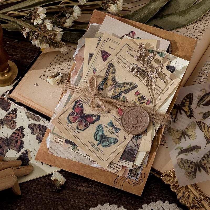 60pcs Vintage Stickers Scrapbook Paper for Scrapbooking Junk Journal School Supplies Creative Stationery DIY Deco Stickers thumbnail 5