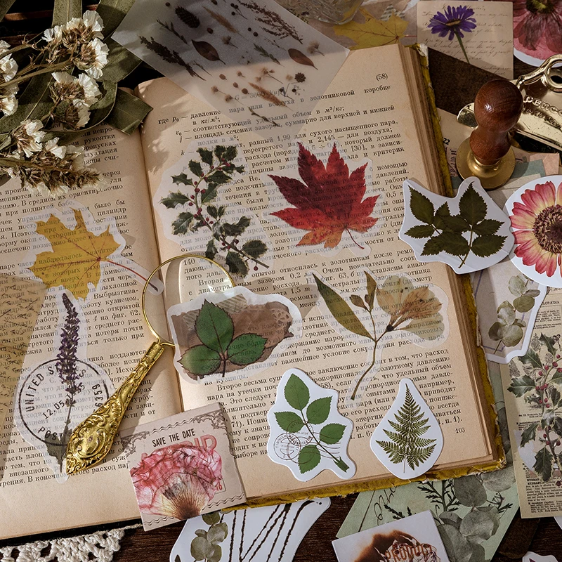 60pcs Vintage Stickers Scrapbook Paper for Scrapbooking Junk Journal School Supplies Creative Stationery DIY Deco Stickers thumbnail 4
