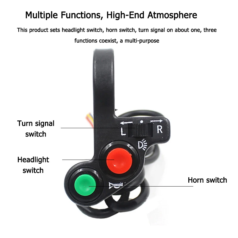 Motorcycle Scooter 7/8" Handlebar Horn Turn Signals Lights Controller Switch Motorcycle Modified Parts Handlebar Switch thumbnail 3