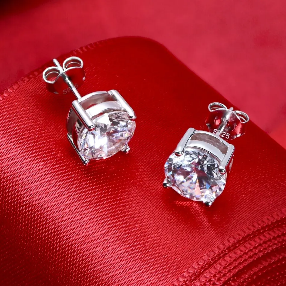 0.5-2 Carat 8.0mm D Color Moissanite 100% 925 Sterling Silver Stud Earrings For Women Top Quality Sparkling Wedding Jewelry thumbnail 5