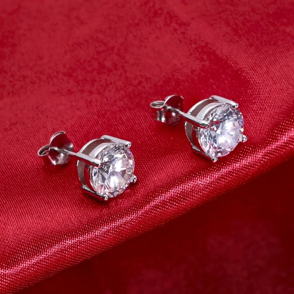0.5-2 Carat 8.0mm D Color Moissanite 100% 925 Sterling Silver Stud Earrings For Women Top Quality Sparkling Wedding Jewelry thumbnail 4