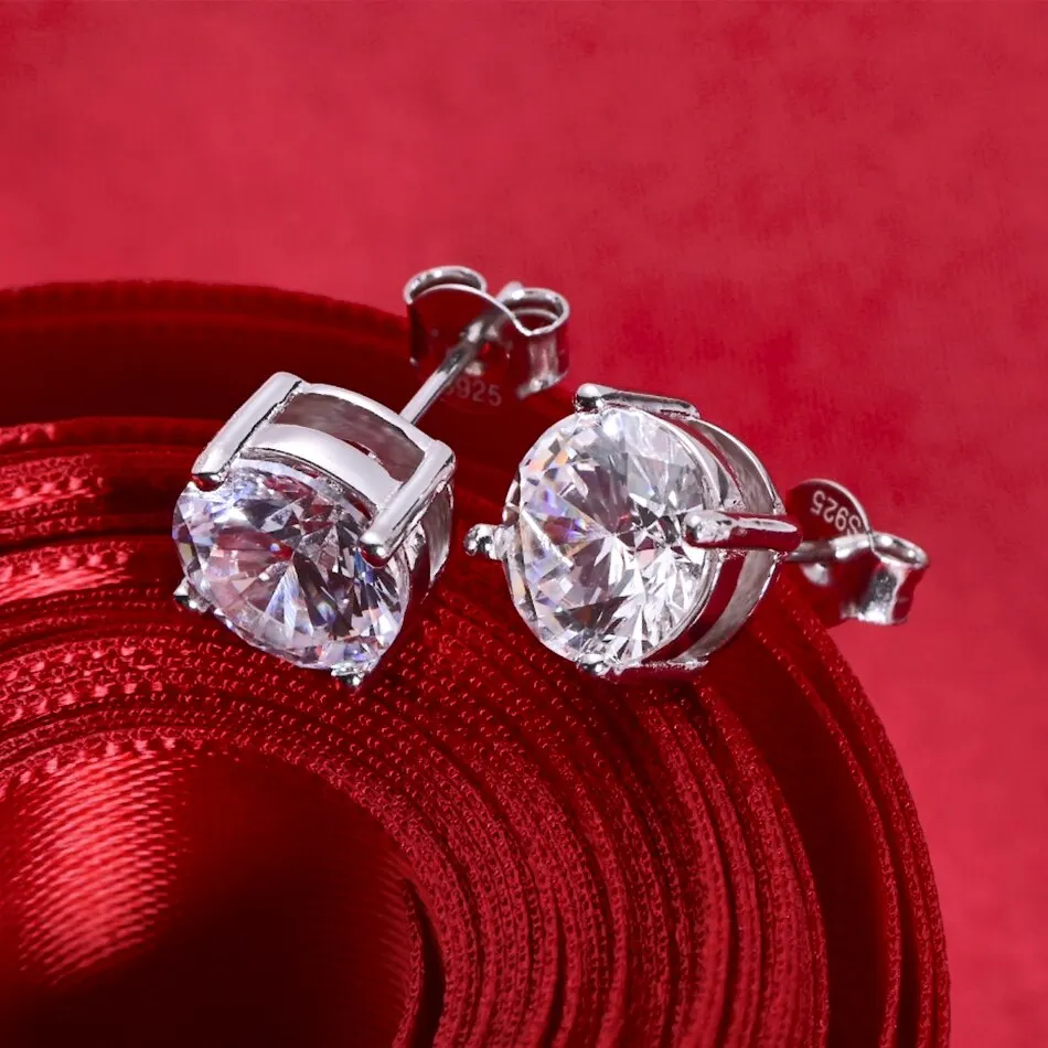 0.5-2 Carat 8.0mm D Color Moissanite 100% 925 Sterling Silver Stud Earrings For Women Top Quality Sparkling Wedding Jewelry thumbnail 3