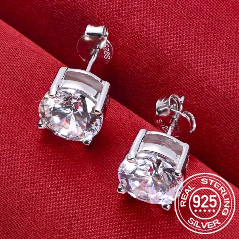 0.5-2 Carat 8.0mm D Color Moissanite 100% 925 Sterling Silver Stud Earrings For Women Top Quality Sparkling Wedding Jewelry thumbnail 2