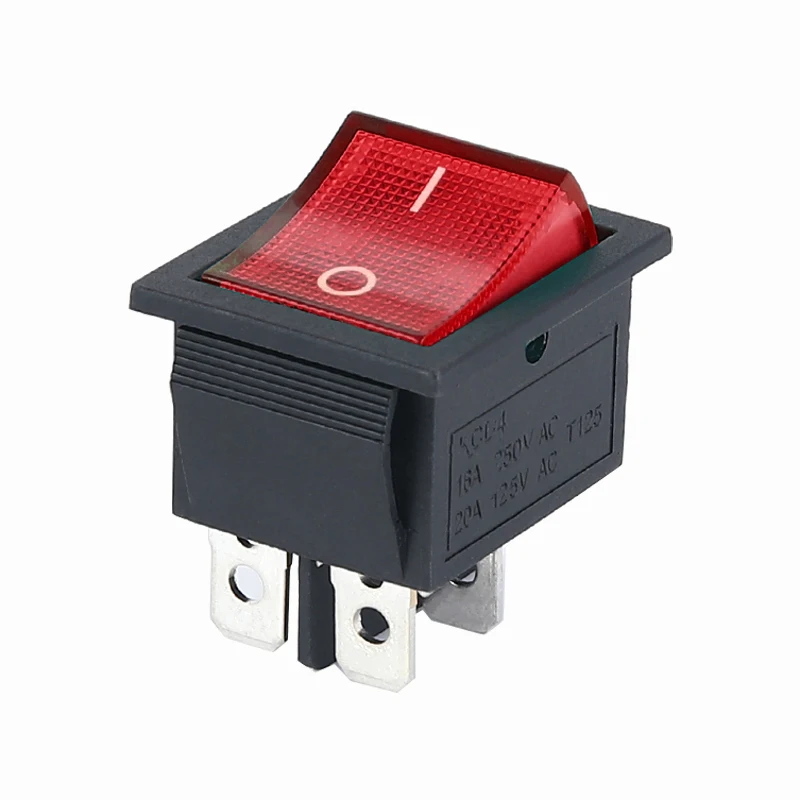 Latching Rocker Switch Power Switch I/O 4 Pins 6 Pins with Light 16A 250VAC 20A 125VAC KCD4 2/3position thumbnail 4