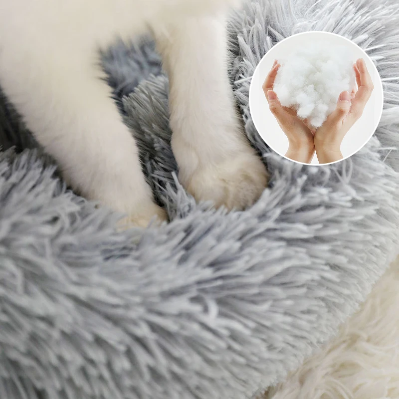 Cat Nest Round Soft Shaggy Mat for Kittens Chihuahua Indoor Dog Cat Bed Pet Supplies Removable Machine Washable Pillow Bed thumbnail 5