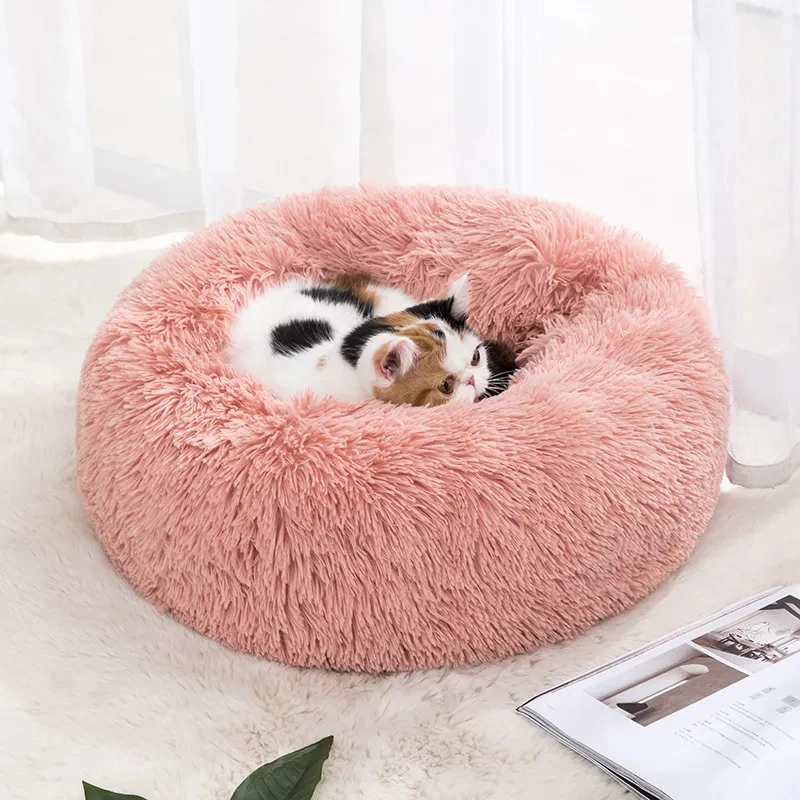 Cat Nest Round Soft Shaggy Mat for Kittens Chihuahua Indoor Dog Cat Bed Pet Supplies Removable Machine Washable Pillow Bed thumbnail 4