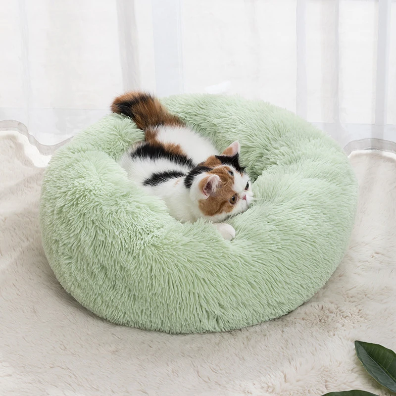 Cat Nest Round Soft Shaggy Mat for Kittens Chihuahua Indoor Dog Cat Bed Pet Supplies Removable Machine Washable Pillow Bed thumbnail 2