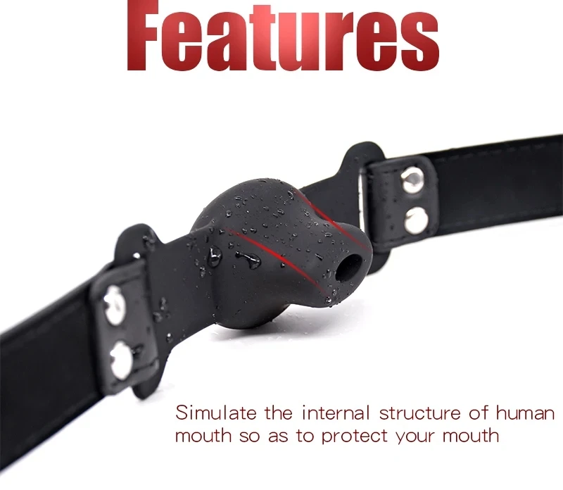 Silicone Mouth Gag Extender Ball Oral Fixation Erotic Toys PU Harness Strap Belt Bdsm Bondage Costume Face Mask Games For Adults thumbnail 5