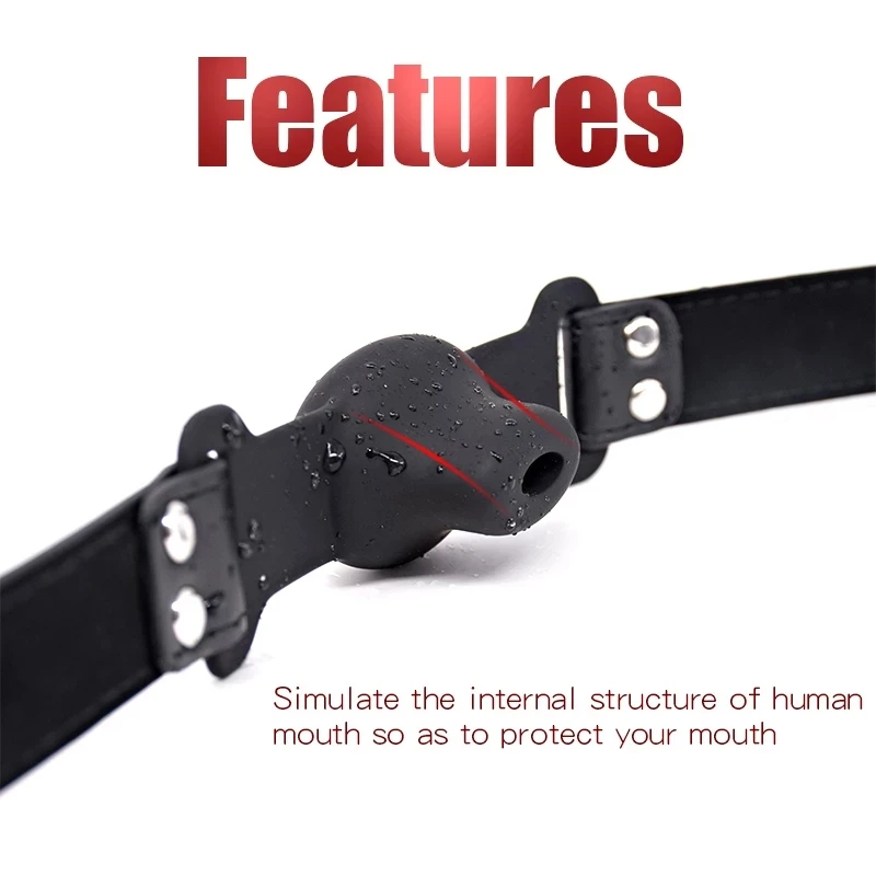 Silicone Mouth Gag Extender Ball Oral Fixation Erotic Toys PU Harness Strap Belt Bdsm Bondage Costume Face Mask Games For Adults thumbnail 2