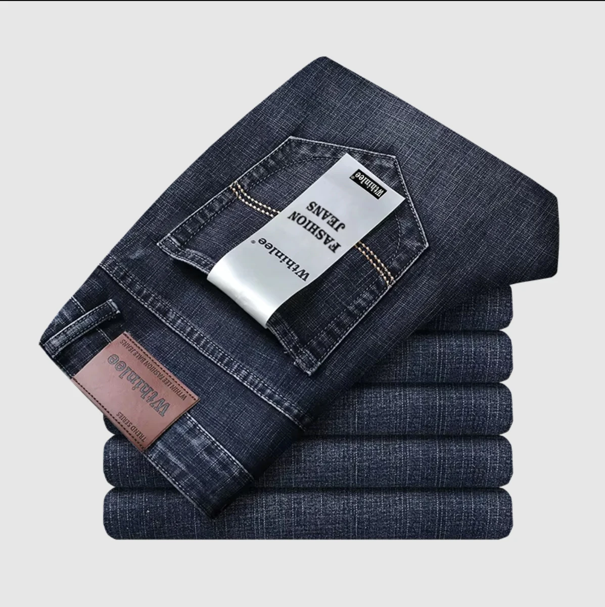 Wthinlee New Business Men's Jeans Casual Straight Stretch Fashion Classic Blue Black Work Denim Trousers Male Brand Clothing thumbnail 2