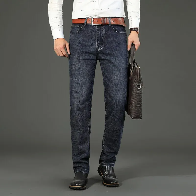 Wthinlee New Business Men's Jeans Casual Straight Stretch Fashion Classic Blue Black Work Denim Trousers Male Brand Clothing thumbnail 4