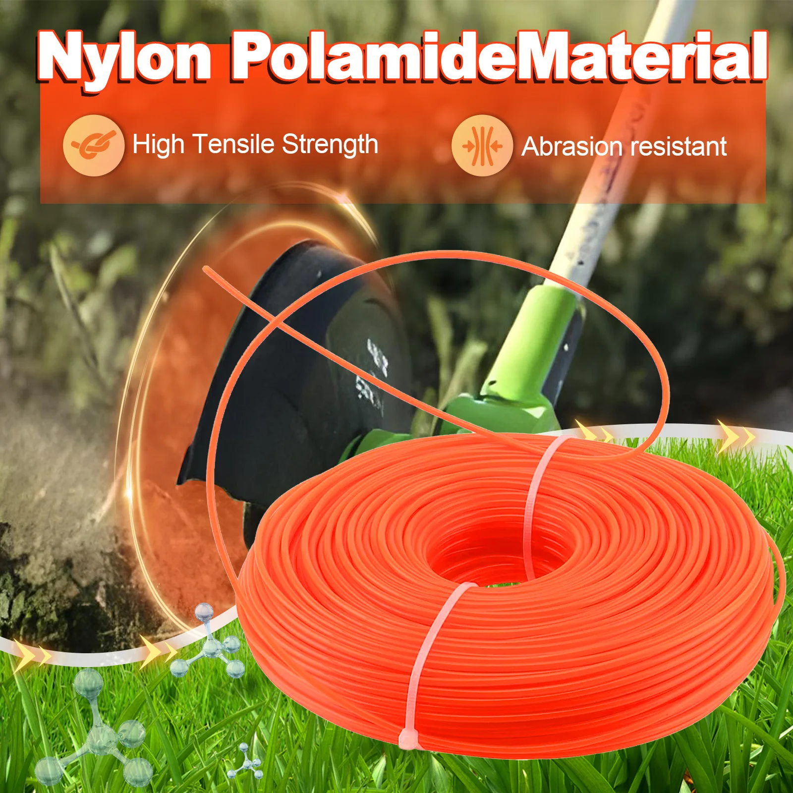 1.6mm～3mm*15M Round Nylon Trimmer Line Brush Grass Cutting Weed Rope Strimmer Tool Accessories Lawn Mower Wire thumbnail 2
