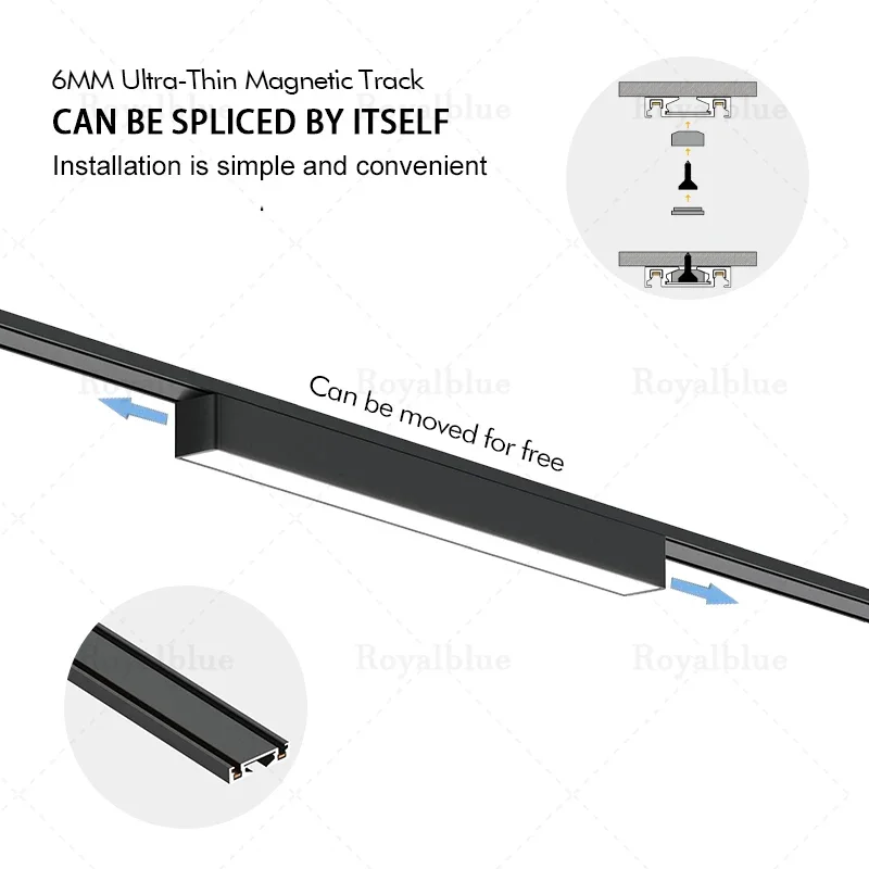 Ultra Thin Magnetic Led Track Light DC48v Flexible Fixture Ceiling Surface Mounted Led System Ceiling Lamp Rail Spotlight Home thumbnail 3