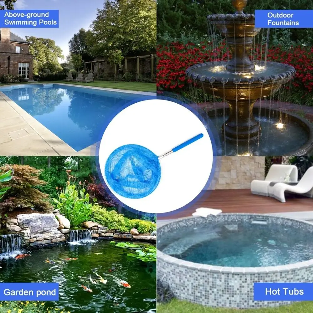 2023 New Telescopic Swimming Pool Net Rake Clear Cleaner Scoop Leaf Stainless Steel Skimmer Mesh Frame Kids Outdoor Fish Nett thumbnail 6