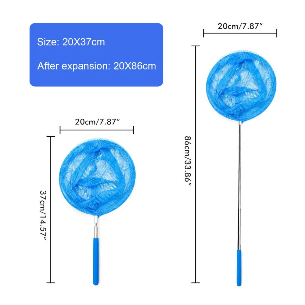 2023 New Telescopic Swimming Pool Net Rake Clear Cleaner Scoop Leaf Stainless Steel Skimmer Mesh Frame Kids Outdoor Fish Nett thumbnail 2